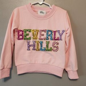Lola + The Boys Pink 'Beverly Hills' Sequin Logo Sweatshirt